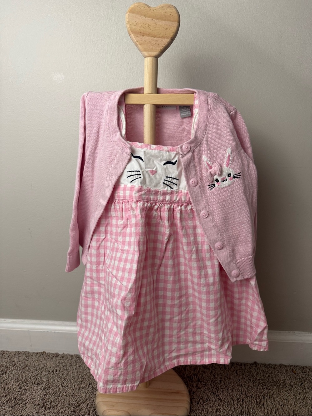 Gymboree Bunny Plaid Dress 12-18 Months & Children’s Place Cardigan 12-18 months